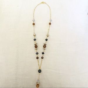 Gold beaded drop necklace